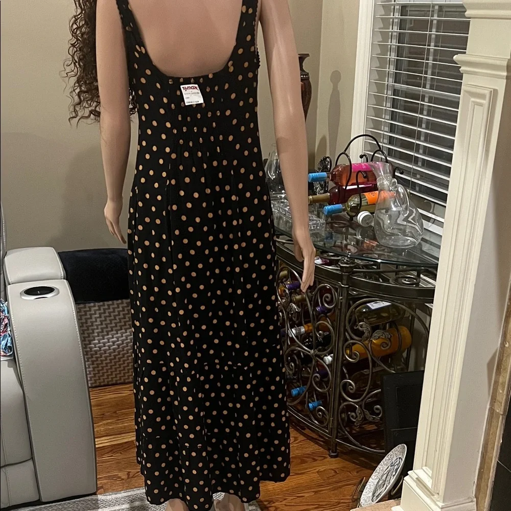Cynthia Rowley Black and Gold Polka Dot Maxi Dress - Picture 2 of 4